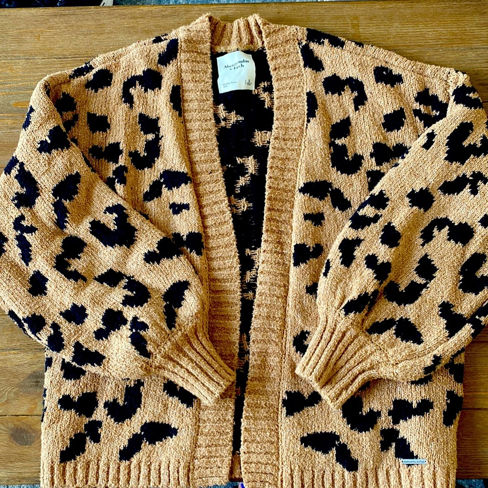 Abercrombie Leopard Print Open Cardigan - Size small
